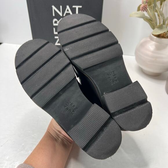 Naturalizer Desi Leather Platform Lug Sole Loafer Black Women 6 Wide - Picture 9 of 11